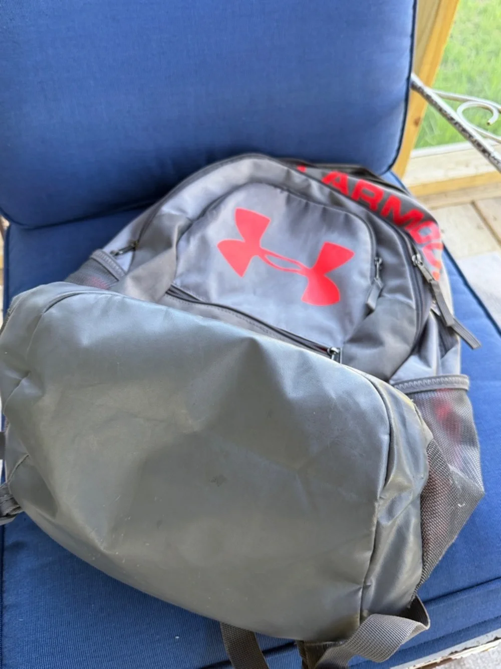 Under Armour Gray and Red Athletic Backpack